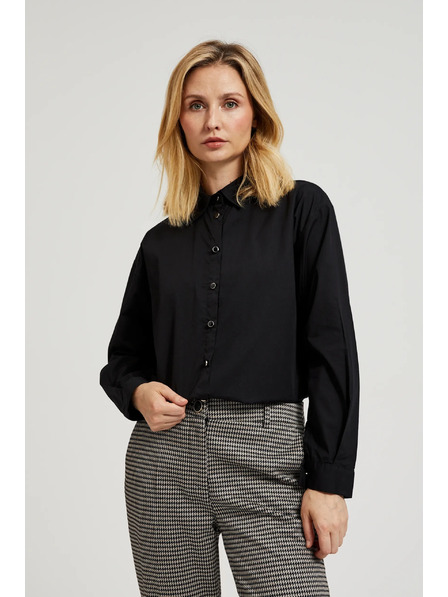 Moodo Hladká košeľa s dlhým rukávom čierna Moodo