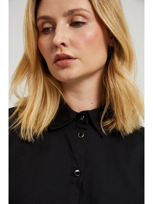 Moodo Hladká košeľa s dlhým rukávom čierna Moodo