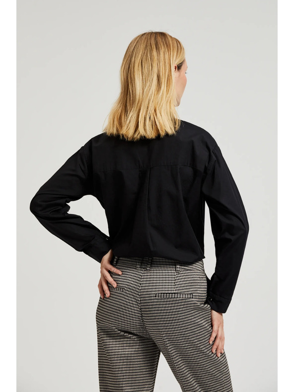 Moodo Hladká košeľa s dlhým rukávom čierna Moodo