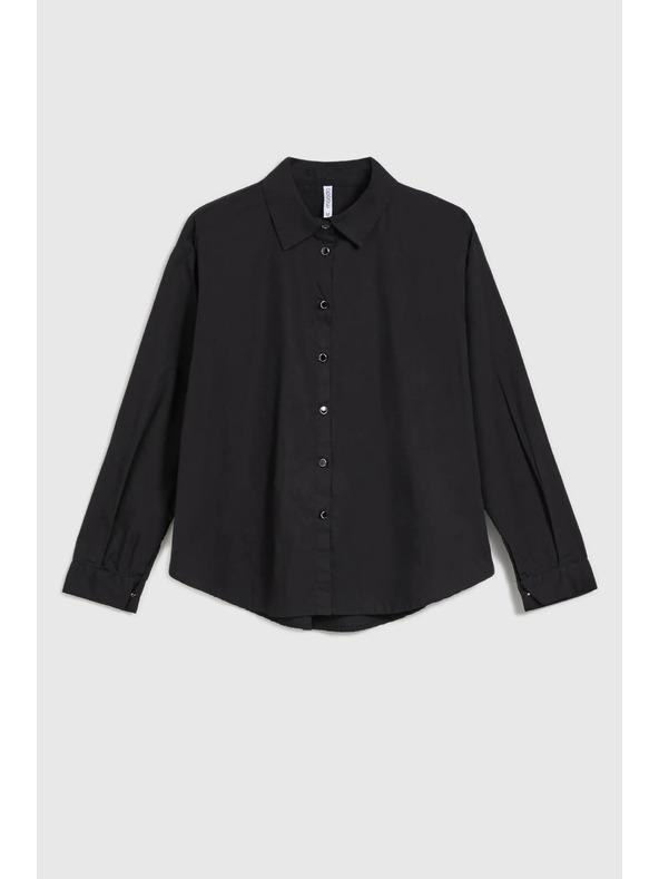 Moodo Hladká košeľa s dlhým rukávom čierna Moodo