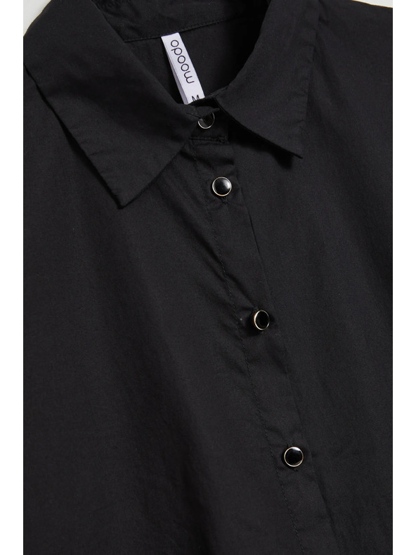 Moodo Hladká košeľa s dlhým rukávom čierna Moodo