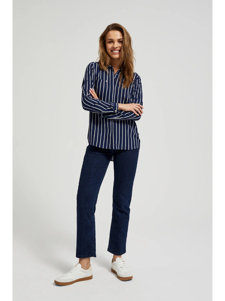 Moodo Tmavmodrá pruhovaná košeľa s vreckami Moodo