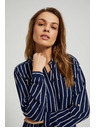 Moodo Tmavmodrá pruhovaná košeľa s vreckami Moodo