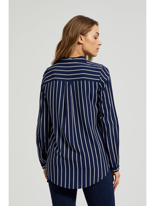 Moodo Tmavmodrá pruhovaná košeľa s vreckami Moodo