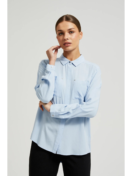 Moodo Viskózová košeľa s vreckami svetlomodrá Moodo