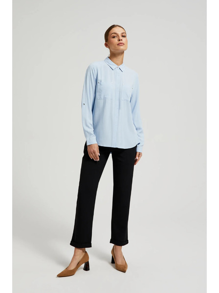 Moodo Viskózová košeľa s vreckami svetlomodrá Moodo