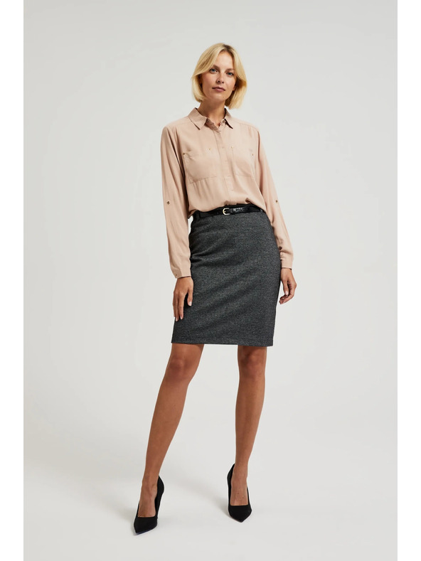 Moodo Viskózová košeľa s vreckami béžová Moodo