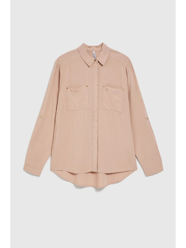 Moodo Viskózová košeľa s vreckami béžová Moodo