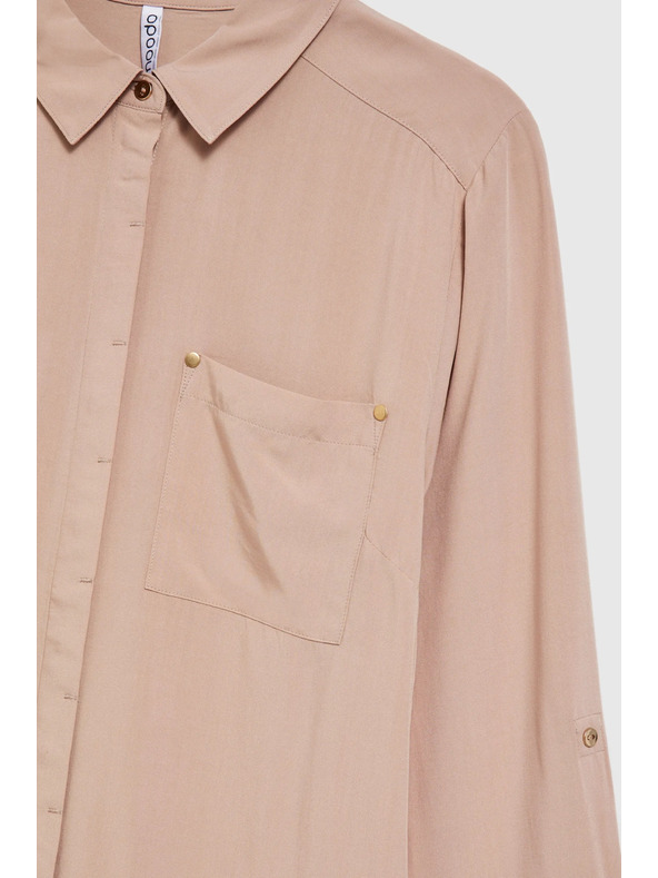 Moodo Viskózová košeľa s vreckami béžová Moodo