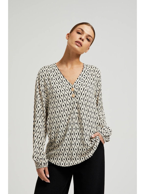 Moodo Košeľa so vzorom a ozdobnými gombíkmi Moodo