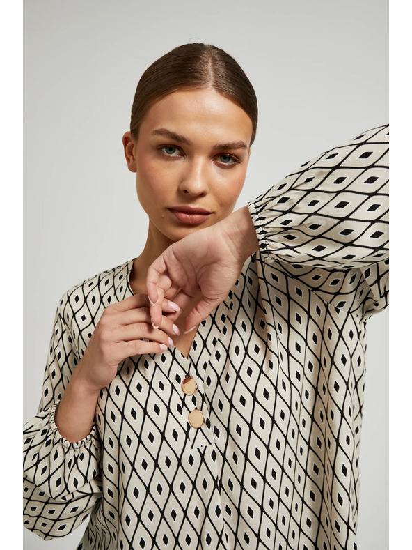 Moodo Košeľa so vzorom a ozdobnými gombíkmi Moodo