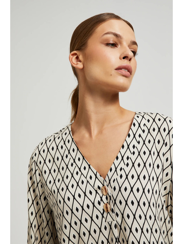 Moodo Košeľa so vzorom a ozdobnými gombíkmi Moodo