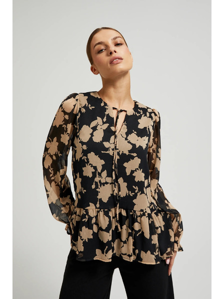 Moodo Čierna košeľa s béžovým vzorom Moodo