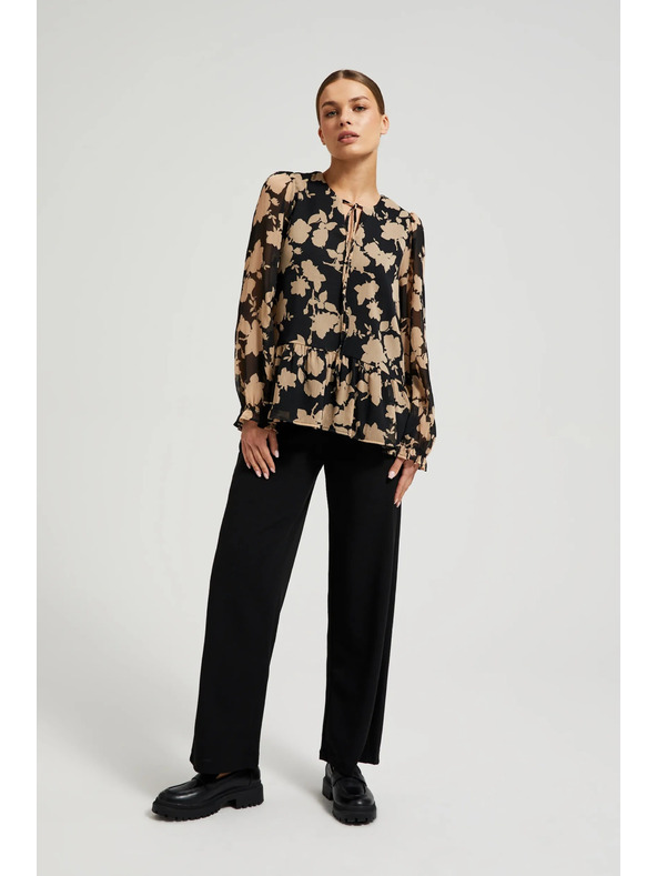 Moodo Čierna košeľa s béžovým vzorom Moodo