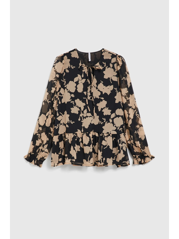 Moodo Čierna košeľa s béžovým vzorom Moodo