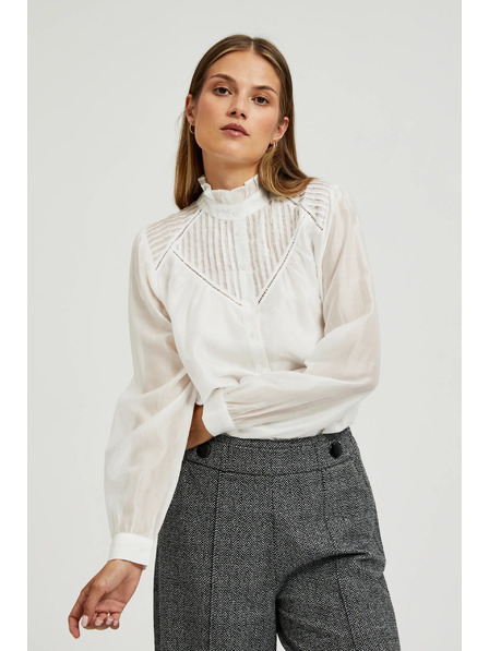 Moodo Bavlnená blúzka s volánmi biela Moodo