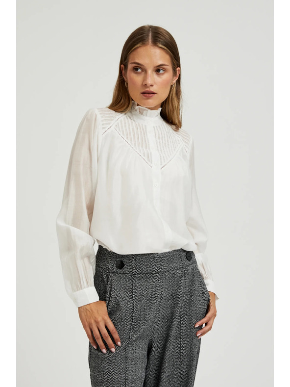 Moodo Bavlnená blúzka s volánmi biela Moodo