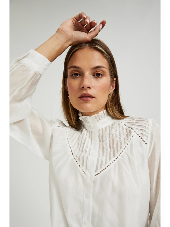 Moodo Bavlnená blúzka s volánmi biela Moodo