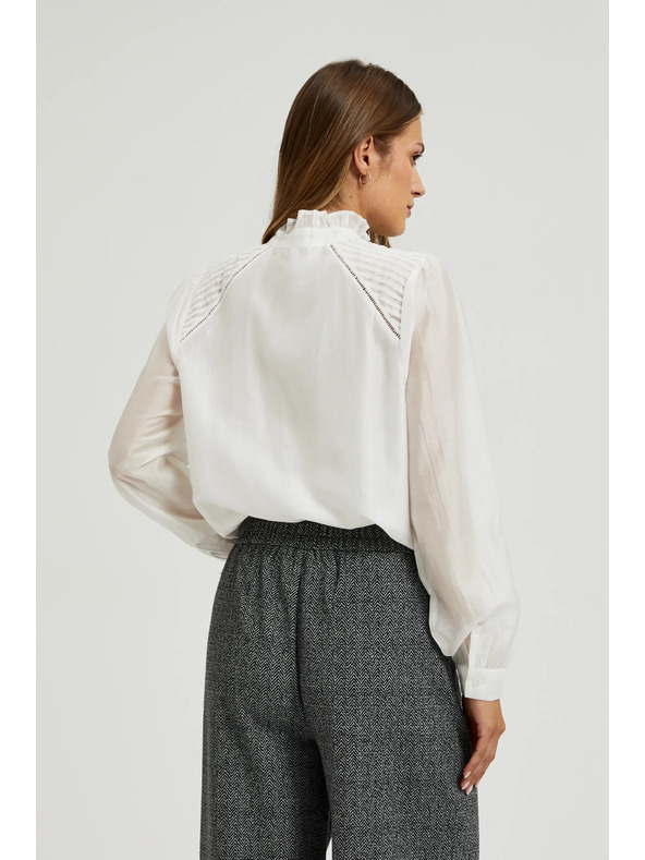 Moodo Bavlnená blúzka s volánmi biela Moodo