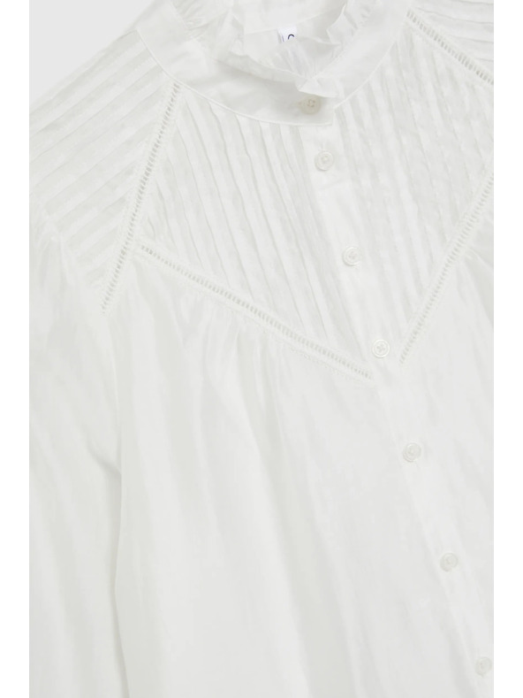 Moodo Bavlnená blúzka s volánmi biela Moodo