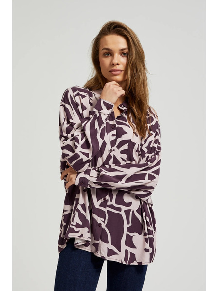 Moodo Viskózová košeľa so vzorom fialová Moodo