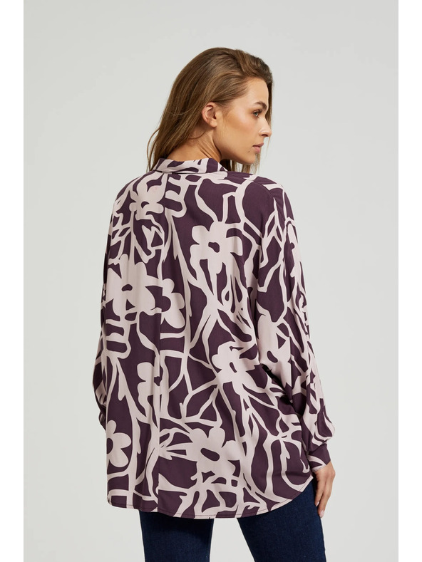 Moodo Viskózová košeľa so vzorom fialová Moodo