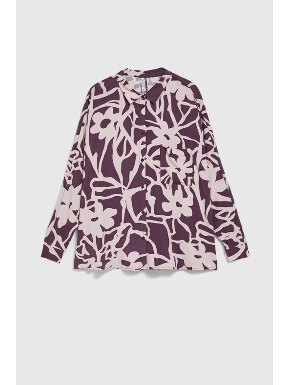 Moodo Viskózová košeľa so vzorom fialová Moodo