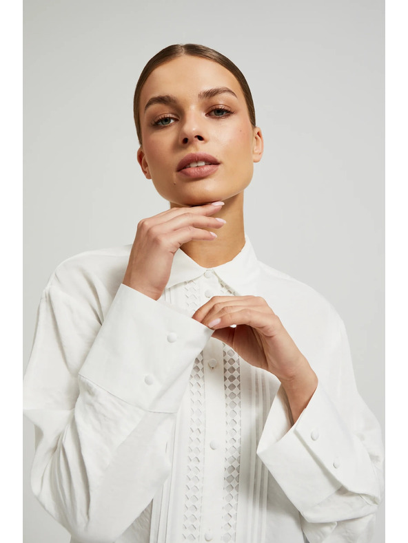 Moodo Elegantná viskózová košeľa biela Moodo