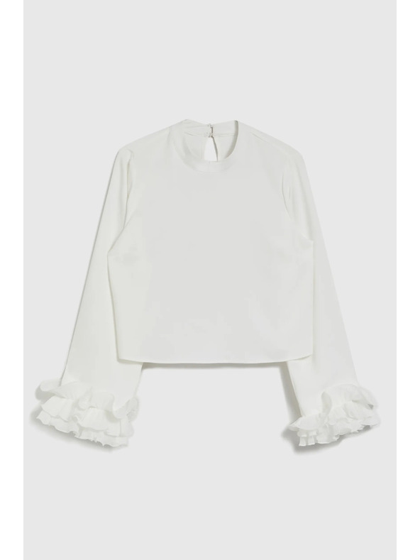 Moodo Biela košeľa s volánmi na rukávoch Moodo