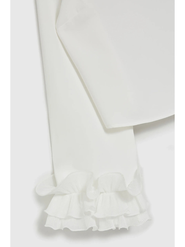 Moodo Biela košeľa s volánmi na rukávoch Moodo