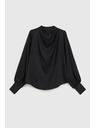 Moodo Elegantná košeľa čierna s naberanými rukávmi Moodo