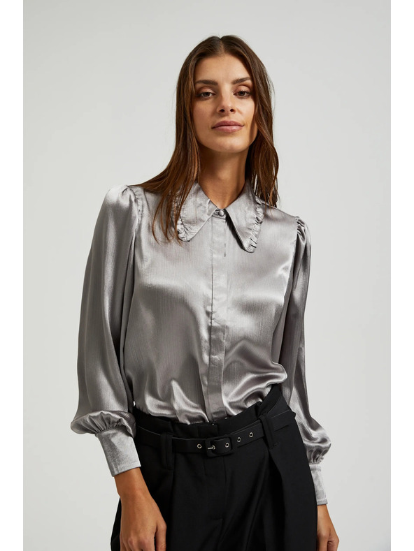 Moodo Strieborná košeľa s naberanými rukávmi Moodo