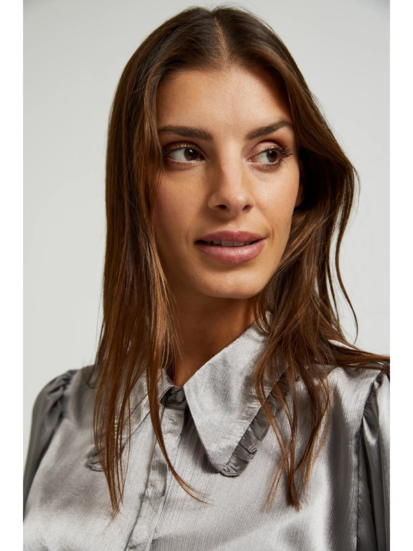 Moodo Strieborná košeľa s naberanými rukávmi Moodo