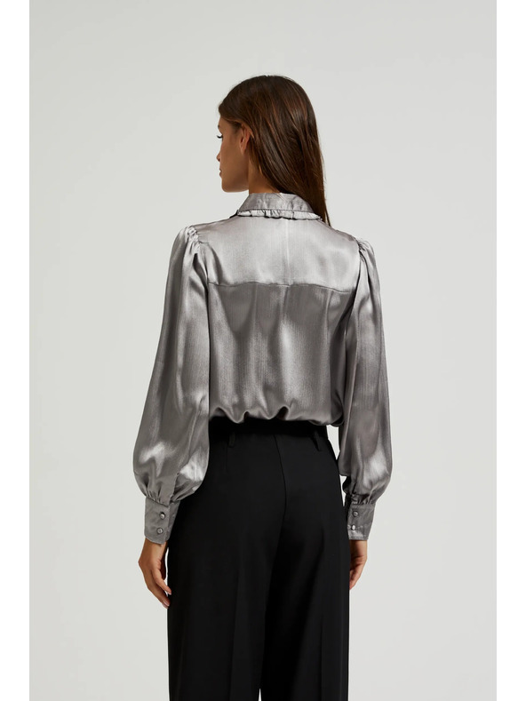 Moodo Strieborná košeľa s naberanými rukávmi Moodo