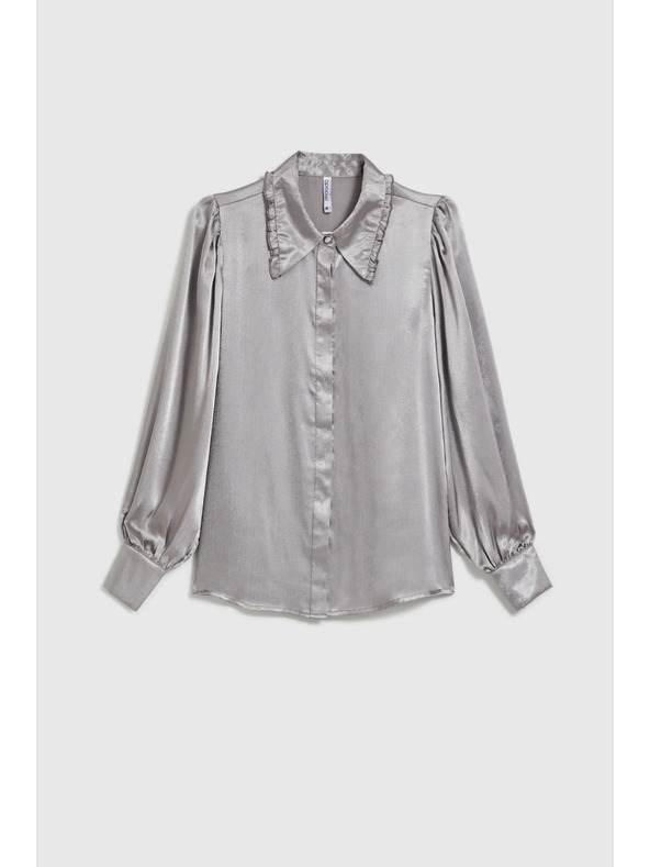 Moodo Strieborná košeľa s naberanými rukávmi Moodo
