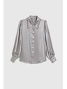 Moodo Strieborná košeľa s naberanými rukávmi Moodo