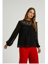 Moodo Čierna košeľa s ozdobným výstrihom Moodo