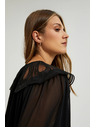 Moodo Čierna košeľa s ozdobným výstrihom Moodo