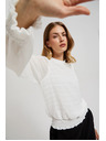 Moodo Elegantná košeľa biela s naberanými rukávmi Moodo
