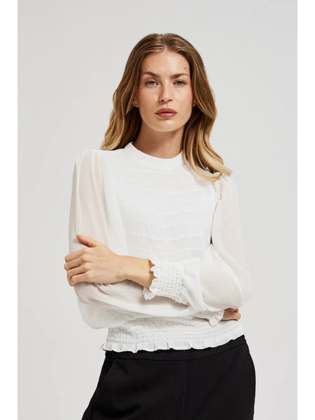 Moodo Elegantná košeľa biela s naberanými rukávmi Moodo