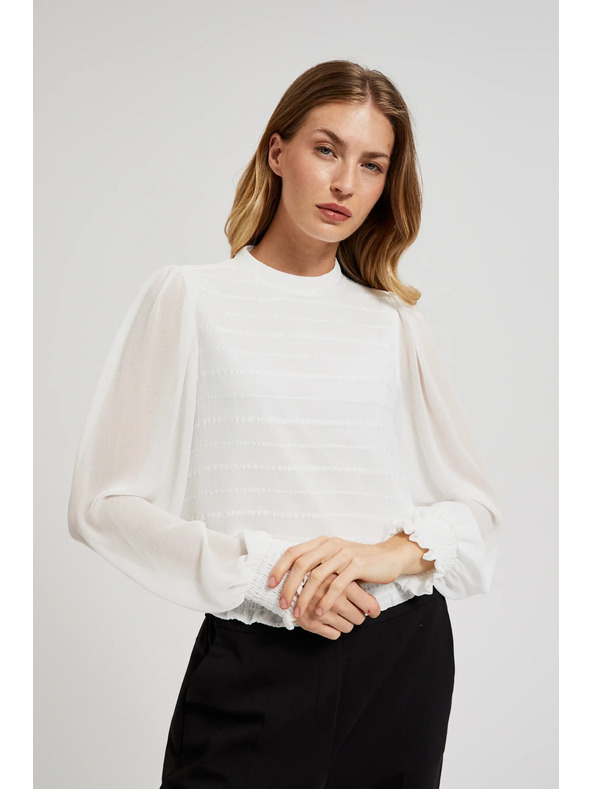 Moodo Elegantná košeľa biela s naberanými rukávmi Moodo