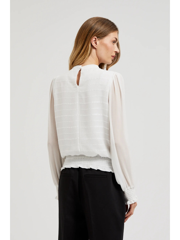 Moodo Elegantná košeľa biela s naberanými rukávmi Moodo