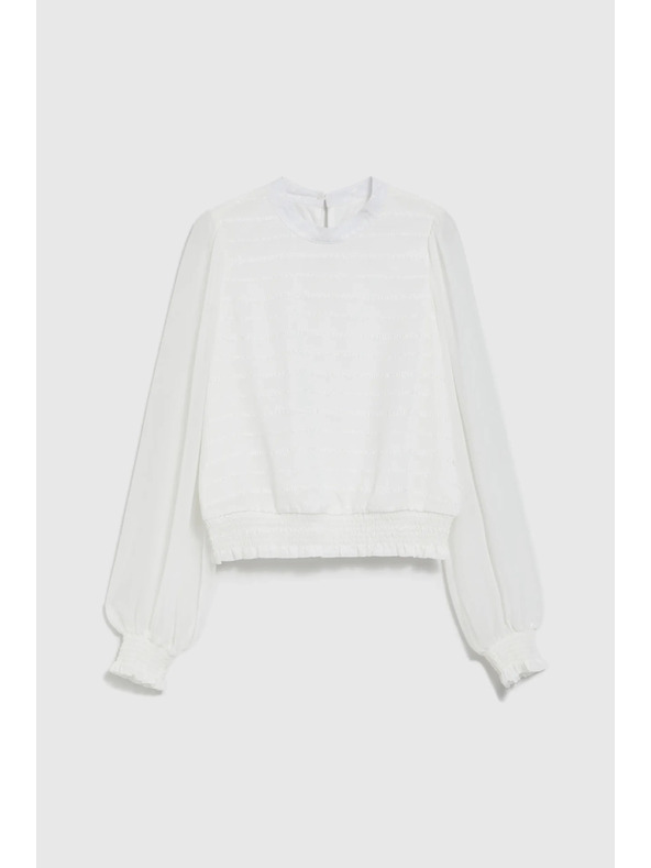 Moodo Elegantná košeľa biela s naberanými rukávmi Moodo