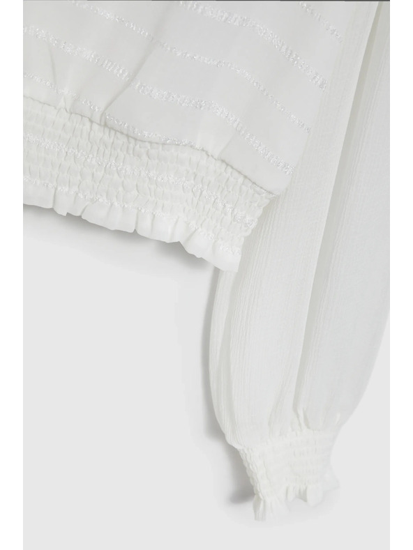 Moodo Elegantná košeľa biela s naberanými rukávmi Moodo