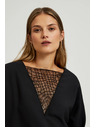 Moodo Čierna blúzka s ručne prišívanými korálkami na výstrihu Moodo