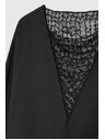 Moodo Čierna blúzka s ručne prišívanými korálkami na výstrihu Moodo