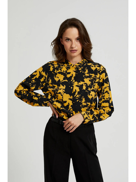 Moodo Viskózová košeľa s potlačou a golierikom žltá Moodo