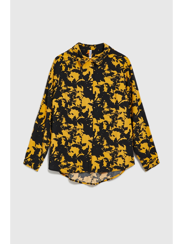 Moodo Viskózová košeľa s potlačou a golierikom žltá Moodo