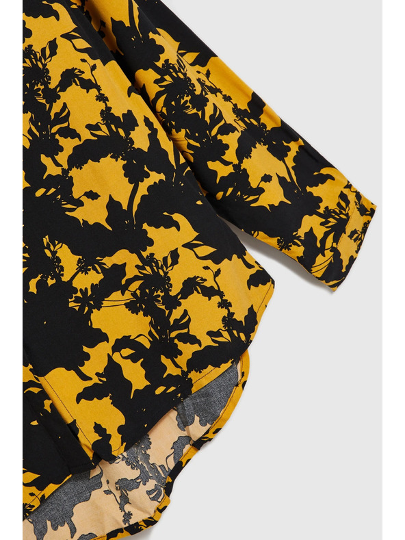 Moodo Viskózová košeľa s potlačou a golierikom žltá Moodo