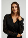 Moodo Elegantná košeľa čierna s výstrihom do V Moodo